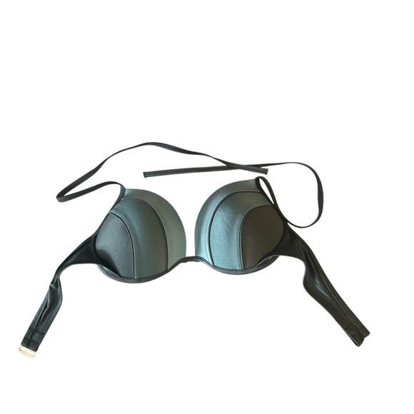 Shade & Shore Green Color Block Padded Underwire Halter Bikini Top Women's 36C - Picture 1 of 10
